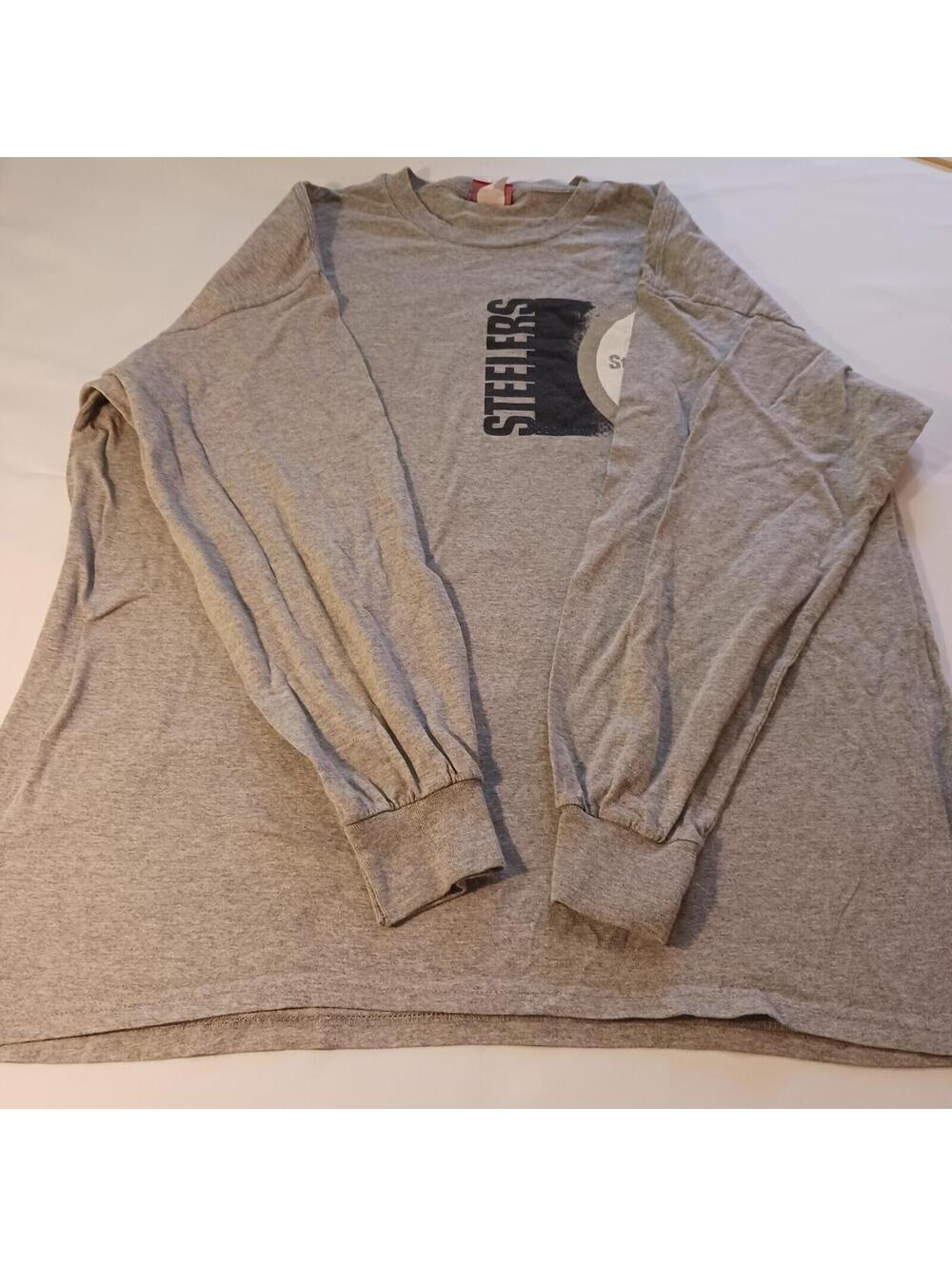 NFL Pittsburgh Steelers Shirt Men's XL Gray Long Sleeve Crew Neck Pullover